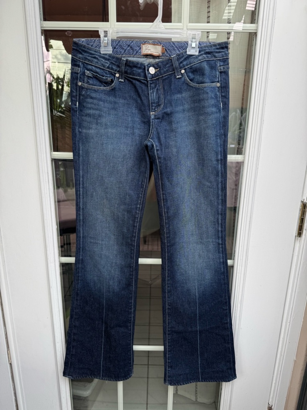 X😻PAIGE Women's Dark Blue Flare Jeans